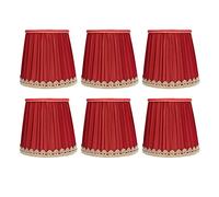 Fabric Lampshade E14, Small Lamp Shade for Table Chandelier Wall Lamp, Wine Red Golden Edge Cloth Lampshade with Good Light Transmission, Modern Simple Design for Bedroom Hall Stud