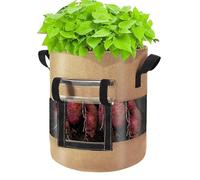 Fabric Planter - Nonwoven Heavy Duty Growing Bags, Multi Purpose Garden Plant Containers with Handles Visible Window For Vegetables Fruits Flowers Potato Tomato Planting Outdoor Indoor Gardening