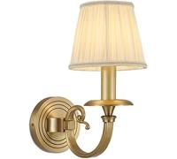 Fabric Shade Wall Sconce with Brushed Brass Finish E14 Socket Modern 1 Light Bedside Lamp Nordic Wall Light for Bedroom Living Room Balcony