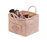 Fabric Storage Basket, Floral Foldable Tote, Laundry Hamper with Handles, Versatile Organizer Container, Home Accessory for Office Bedroom Use, Travel Shopping Diaper Clothes Makeup Book Holder