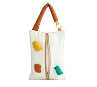 Fabric Tissue Box Cover, Handle Dispenser, 9.06x6.69x1.97 Inches Napkin Holder with Portable Strap, Sturdy Polyester Cotton Sleeve, Soft Case with Creative Style, Home Decor for Bedroom & Car