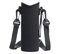 Fabric Water Bottle Sleeve 8.5x8.5x24cm, Insulated Cover with Hand Strap, Lightweight 65g Portable Carrier for Walking, Camping, School, Office, Sports, Black,Lavender