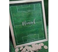 Fábrica de Regalos Mágicos | Cuadro de firmas Campo de fútbol Tipo Hucha para comunion, cumpleaños etc Totalmente Personalizado para la cantidad de fichas Que se necesite para el Evento