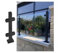 Fabricación en la cual el valor de todas las mater Poste de barandilla vidrio acero inoxidable 304 negro con abrazaderas, 115 cm altura, base 7 x 11 for escaleras, balcones y terrazas