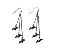 Fabricación Herramientas Kits Accesorios Joyería de estilo gótico Halloween Orejas de borla de murciélago de terror de Halloween negras orejas joyas de fiesta Conjuntos de resina (Black, One Size)