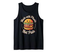 Fabricado con plantas que no duelen, bonito diseño de hamburguesa vegana kawaii Camiseta sin Mangas