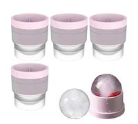 Fabricador de Bolas de Hielo | Fabricante De Cubitos De Hielo Esféricos Reutilizable | Moldes de Silicona para Whisky 4 Piezas Hogar Fiestas Celebraciones Exteriores