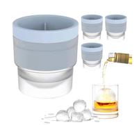 Fabricador de Bolas de Hielo,Molde Antifugas Para Cubitos de Whisky | 4 Piezas en Silicona para Bebidas como Whisky, Vino y Cóctel en Fiestas, Hogar, Navidad, Halloween, Cumpleaños, Barbacoa y