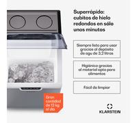 Fabricadora de cubitos de hielo Icefestival 12kg/24h Bullet ice acero inoxidable Klarstein