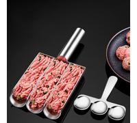 Fabricante de albóndigas, 2 piezas/set de albóndigas de acero inoxidable que prepara una cucharada con cuchara de corte, moho manual de albóndigas, preparación de albóndigas de bricolaje para albóndi