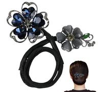 Fabricante de bollo para el cabello exquisito cristal flor de la flor para el cabello fabricante de moño para cabello largo para mujeres elegantes accesorios de peinados, fabricante de moño de cabell
