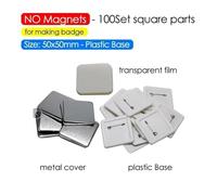 Fabricante de botones de insignia cuadrados de 50mm, piezas de botones de insignia en de Metal de 50x50mm for hacer bricolaje, juego de insignias/pines de imanes de refrigerador(100Set 50x50mm Parts)