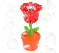Fabricante De Burbujas Completamente Automático - Soplador Con Batería En Forma De Flor De Rosa, Juguete Eléctrico Para Exteriores | Equipado Con LED Que Cambia De Color, Diseño A Prueba De Fugas, Uso