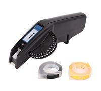 Fabricante de Etiquetas en Relieve Letra de Número Transparente Operación con una Sola Mano Fabricación de Etiquetas ABS Duraderas Máquina de Etiquetas Vintage en Relieve con Cintas de(Rojo)