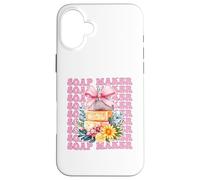Fabricante de jabón para Hacer jabón, Distribuidor de jabón, Lazo de Coqueta, Rosa Carcasa para iPhone 16 Plus
