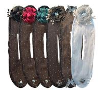 Fabricante de moño para el cabello, clip de cabello 6pcs fabricante de bollo de cabello, accesorios para peinar flores bordadas a mano para cabello largo, accesorios clásicos para el cabello para muj