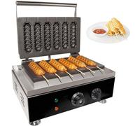 Fabricante De Palitos De Waffle 6pcs, Máquina Comercial Para Corn Dogs, Control De Temperatura De 50-300°c, Prensa De Palitos De Hot Dog Y Queso De Acero Inoxidable Antiadherente Con Temporizador
