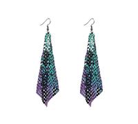 Fabricante de pegamento joyería Metal mujeres orejas enrejado balancean borla gota larga lentejuelas orejas limpiador almacenamiento joyería, talla única, Metal, Sin piedra preciosa