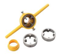 Fabricante de roscas de PVC, kit de roscado manual de tubos de 6 piezas, juego de herramientas con troqueles redondos de 1/2, 3/4 y 1 pulgada, cabezales de troquel reutilizables resistentes, llave de