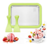 Fabricante Helados con 2 Espátulas, Máquina de helado enrollada, Heladera Enrollada Instantánea, Máquina de Helado Enrollado Casero DIY para Gelato Sorbete Yogur，Green