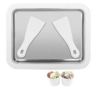 Fabricante Helados con 2 Espátulas, Plato para Helado Rodillos Hacer, Heladera Enrollada Instantánea, Placa Hielo DIY, Ice Cream Rolls Maker Machine,Máquina para Sorbete,Yogur Congelado,Gelato(Blanco)