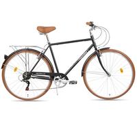 FabricBike Southken - Bicicleta Paseo Clásica 28", Bicicleta Retro, 7V, Portabultos, Manillar y Sillín Ajustable. (Southken Matte Black, M-54cm)