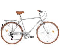 FabricBike Southken - Bicicleta Paseo Clásica 28", Bicicleta Retro, 7V, Portabultos, Manillar y Sillín Ajustable. (Southken Matte Grey, L-58cm)