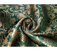 FabricFactory Tela Brocada Banarasi 44 Pulgadas Ancho, Verde Oscuro, Mar, Borgoña, Jacquard, Seda/Viscosa, 100-120 Gramos/Metro, Limpieza en Seco, Brocado