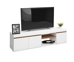 Fabrikit Mesa TV Elis 2 Huecos 3 Puertas salón Comedor Blanco Mate y Naturale Estilo nórdico Mueble 41x160x40 cm