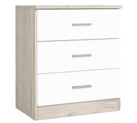 FABRIKIT Miroytengo Mesita de Noche 3 cajones, Mesilla Noche para Dormitorio Couple Roble Sahara 50x58x33 cm