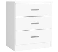 FABRIKIT Miroytengo Mesita Noche, Mesilla de Noche, Mueble de Almacenamiento 3 Cajones Couple Dormitorio Blanco Mate 50x58x33 cm