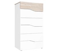 FABRIKIT Sinfonier Cannes 6 Cajones en Color Blanco Mate y Sahara Dormitorio habitación 62x111x41 cm