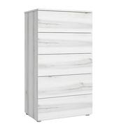 FABRIKIT Sinfonier Cómoda 5 Cajones Mueble Cajonera Cómoda Alta Lyon Blanco Albo 62x111 cm