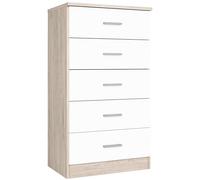 FABRIKIT Sinfonier Couple 5 cajones cajonera Dormitorio Sahara Blanco Mate 50x90x33cm