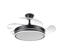 FABRILAMP ABRILA Ventilador Dc Bayomo NEGRO MINI 59w 6980lm 91d 4asp.desplegables 3000-4000-6000k Remoto, Regulable Intensidad, Temporizador, Memoria MODO VERANO/INVIERNO Incluye mando a distancia y
