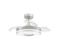 FABRILAMP ABRILA - Ventilador DC DANI | Color Níquel con tres Aspas Desplegables | con 6 Velocidades Ajustables | 3 Temperaturas de Luz Seleccionables | Mando a Distancia Incluido