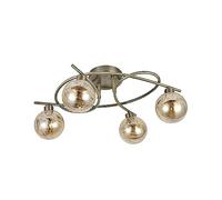 FABRILAMP AKUNADECOR Plafon Con Tulipas De Cristal Varanasi Cuero 4 L.