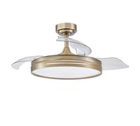 Fabrilamp Ventilador de techo Micenas L DC 72 W LED Dorado Cuero retráctil Ø108 cm