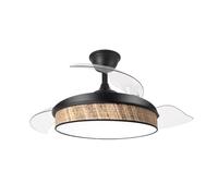 Ventilador dc moda 72w negro/cañizo oscuro 108d 3aspas 7200lm 3000k,4000k,6000k remoto+memoria+temporizador