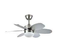 FABRILAMP Ventilador DC 6 aspas, color blanco y haya, 41x85 cm, control remoto, temporizador, ideal para refrescar espacios y regular la temperatura ambiental.