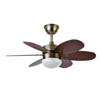 Fabrilamp Alves Ventilador de Techo Vintage con Motor DC y Luz 20W Cuero