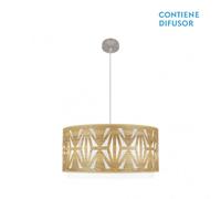 Fabrilamp colgante 3 luces modelo katerina niquel/madera clara