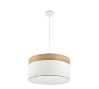 FABRILAMP Colgante Cloe 2xE27 Blanco/blanca-madera Clara Regx50x50 cm