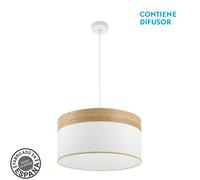 Fabrilamp colgante cloe 2xe27 blanco/blanca-madera clara regx50x50 cm