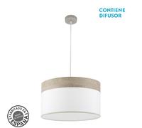 Fabrilamp colgante cloe 2xe27 niquel/blanca-madera gris regx50x50 cm