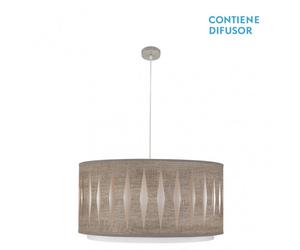 Fabrilamp colgante con pantalla gris madera niquel modelo alexandra