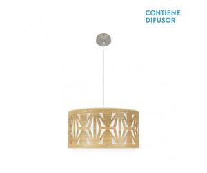 Fabrilamp colgante de dos luces madera clara niquel modelo katerina