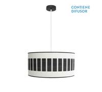 Fabrilamp colgante ivanna 2xe27 negro/blanco-madera negra regx50x50 cm