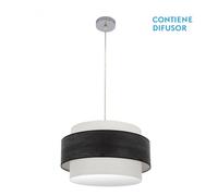 Fabrilamp colgante myriam 2xe27 cromo/madera negra regx50x50 cm