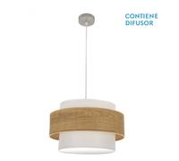 Fabrilamp colgante myriam 2xe27 níquel/madera clara regx50x50 cm